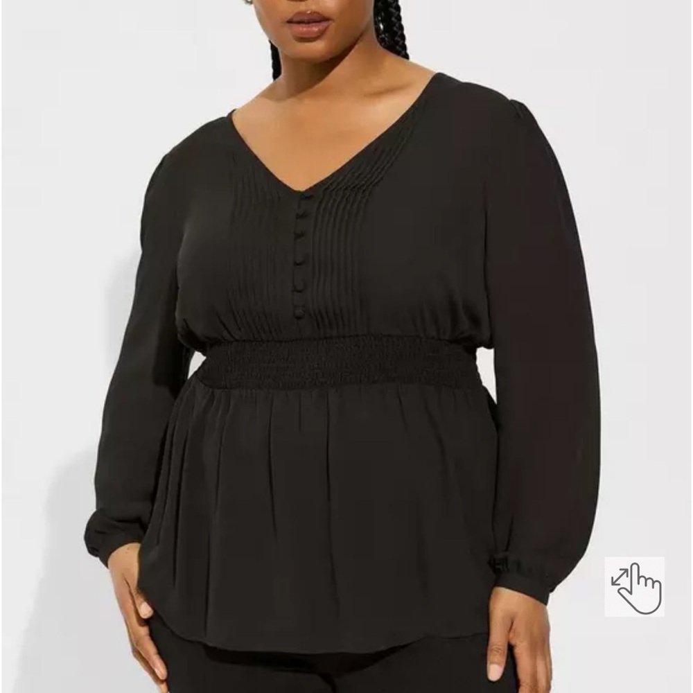 Babydoll Georgette Pintuck Long Sleeve Blouse Torrid Size 5 NWT